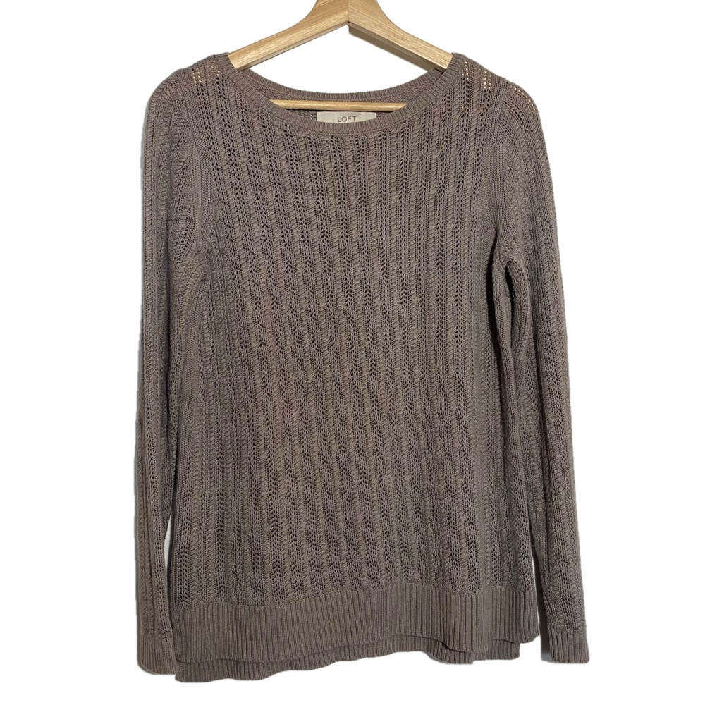 🎈Ann Taylor Loft Womens Thin Cable Knit Sweater Round Neck
